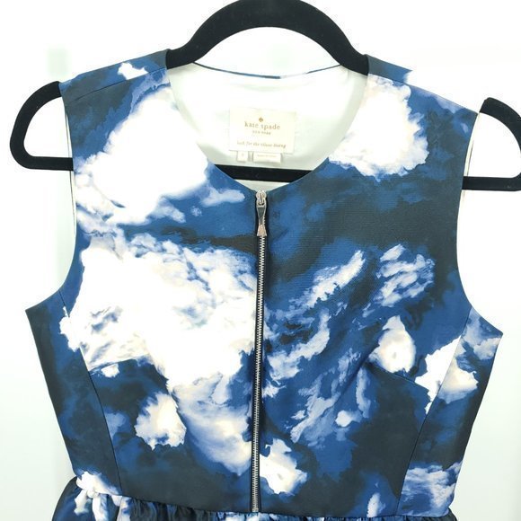 Kate Spade Navy and White Cloud Print Mini Dress - Picture 5 of 15